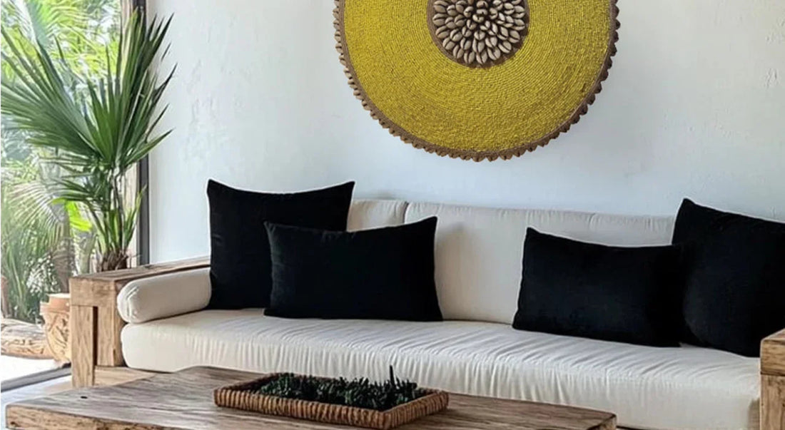 Handmade African basket wall art for living room from 54kibo.