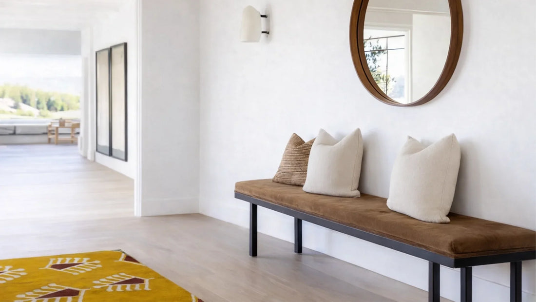 Quiet interior entry space with bench and mirror, when your home no longer feels like you