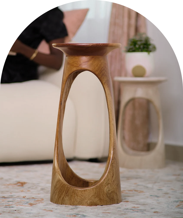 Djembe Black Round Accent Table