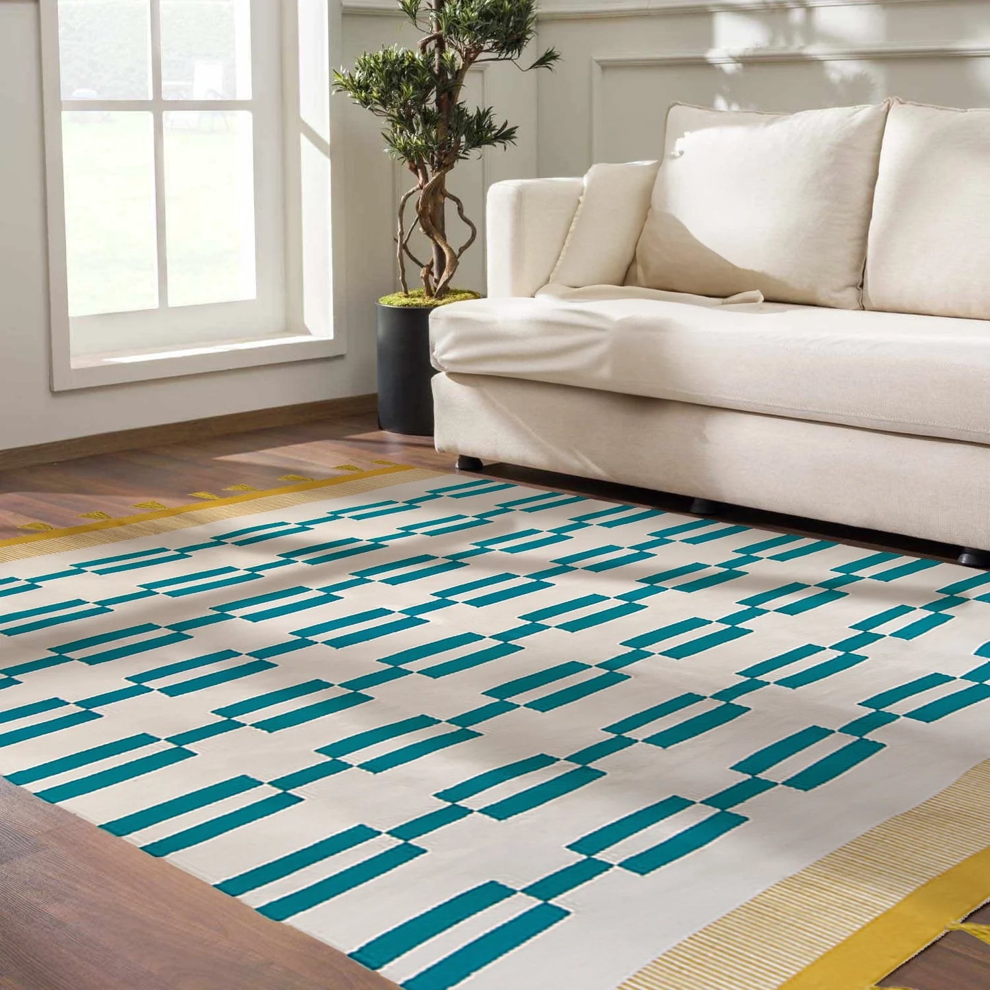 Teal area rug