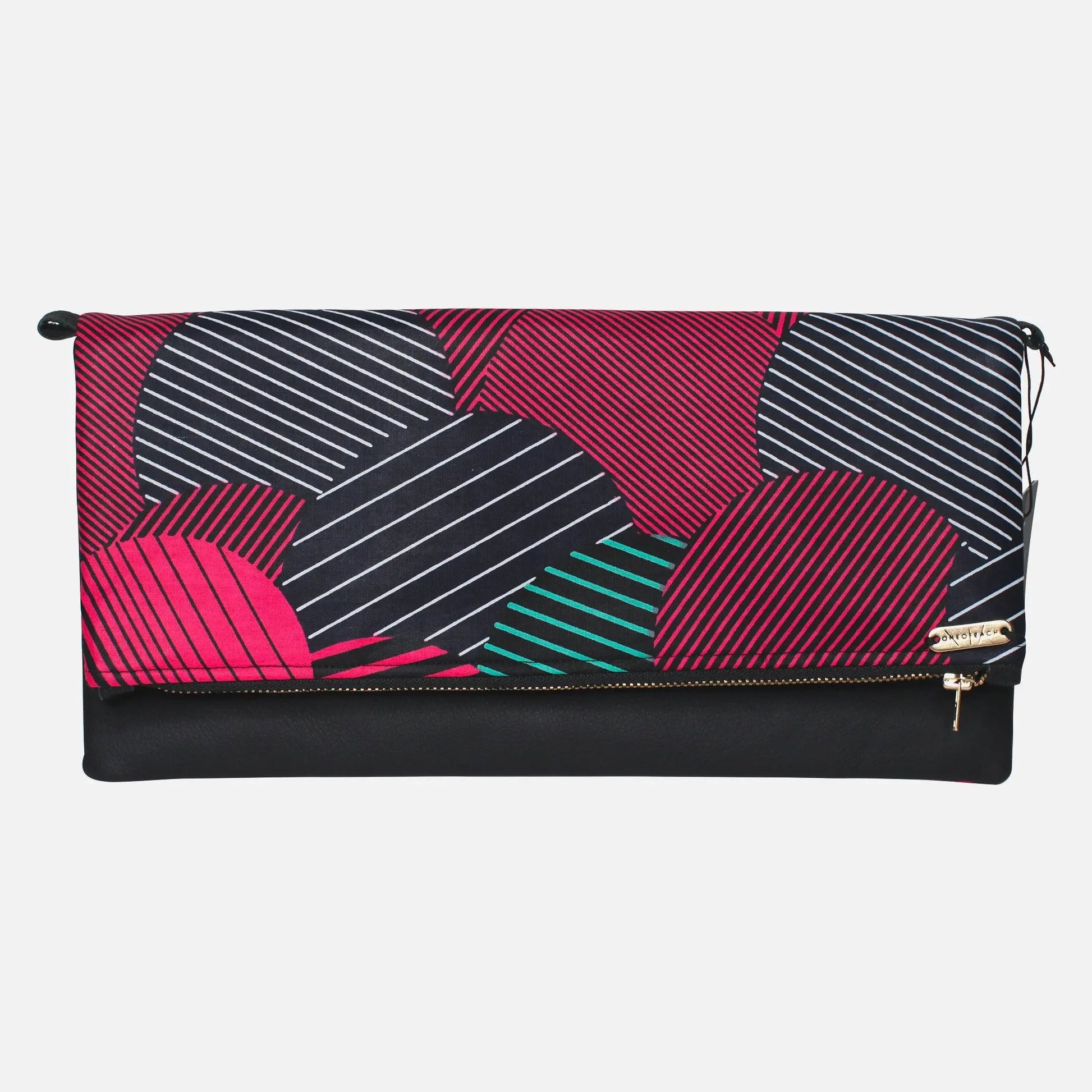 Ankara Clutch - Black Red Stripe