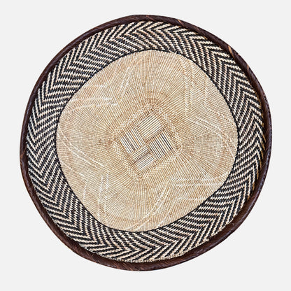 Basket wall art handwoven in Zimbabwe, brown Binga weave with flat back for flush hanging