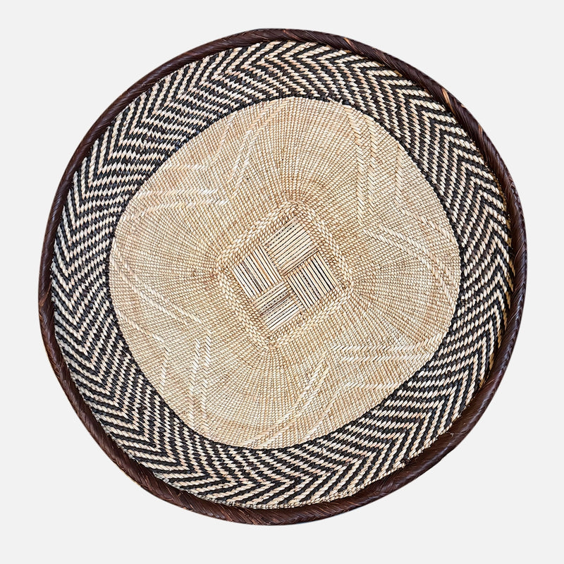 Basket wall art handwoven in Zimbabwe, brown Binga weave with flat back for flush hanging