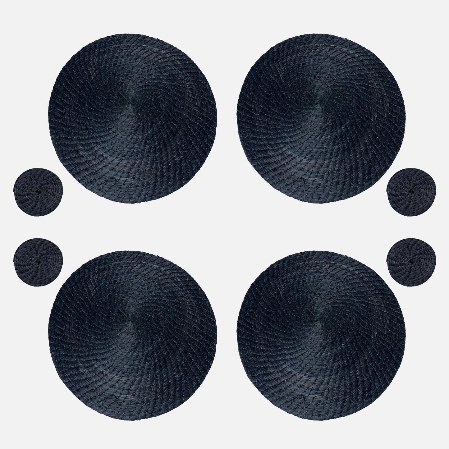 Black Placemats and Coasters 8 Set