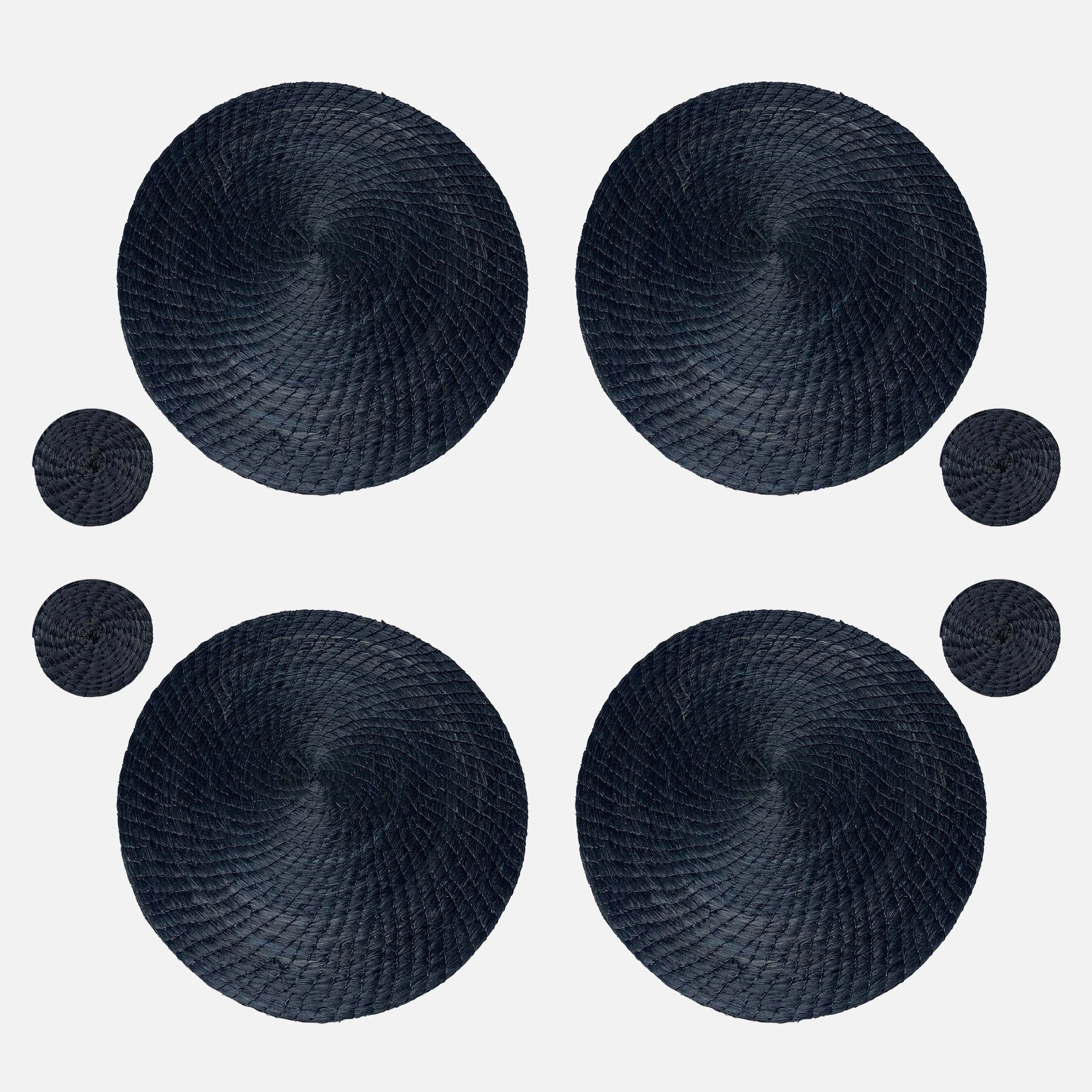 Black Placemats and Coasters 8 Set