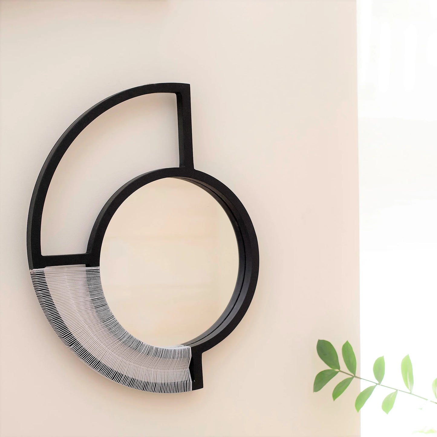 black frame mirror wall