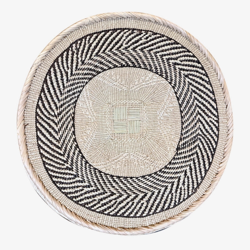 Natural fiber Tonga wall basket handwoven in Zimbabwe, with brown and  neutral weave, flat back