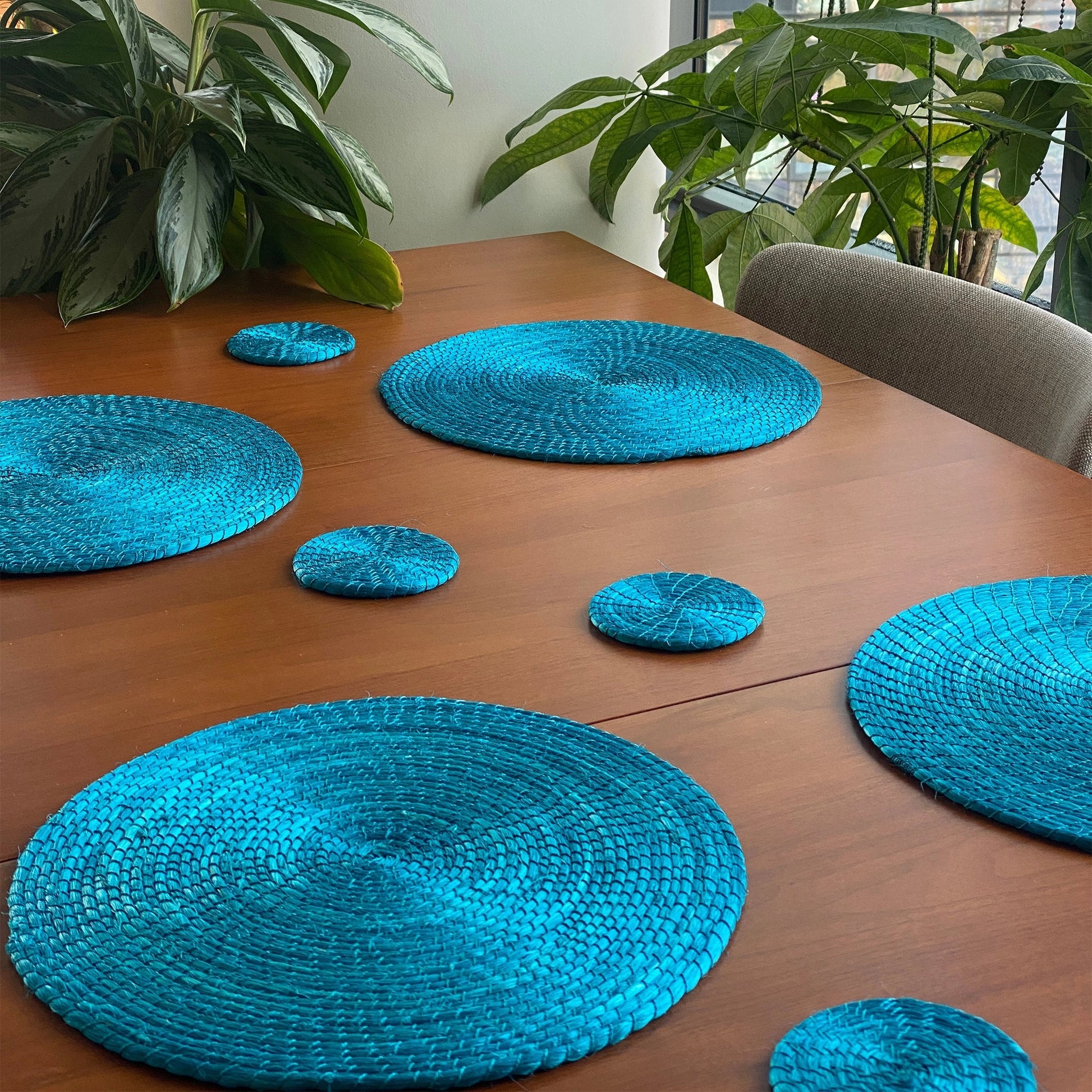 Teal Unique Drink Coasters 4 Set