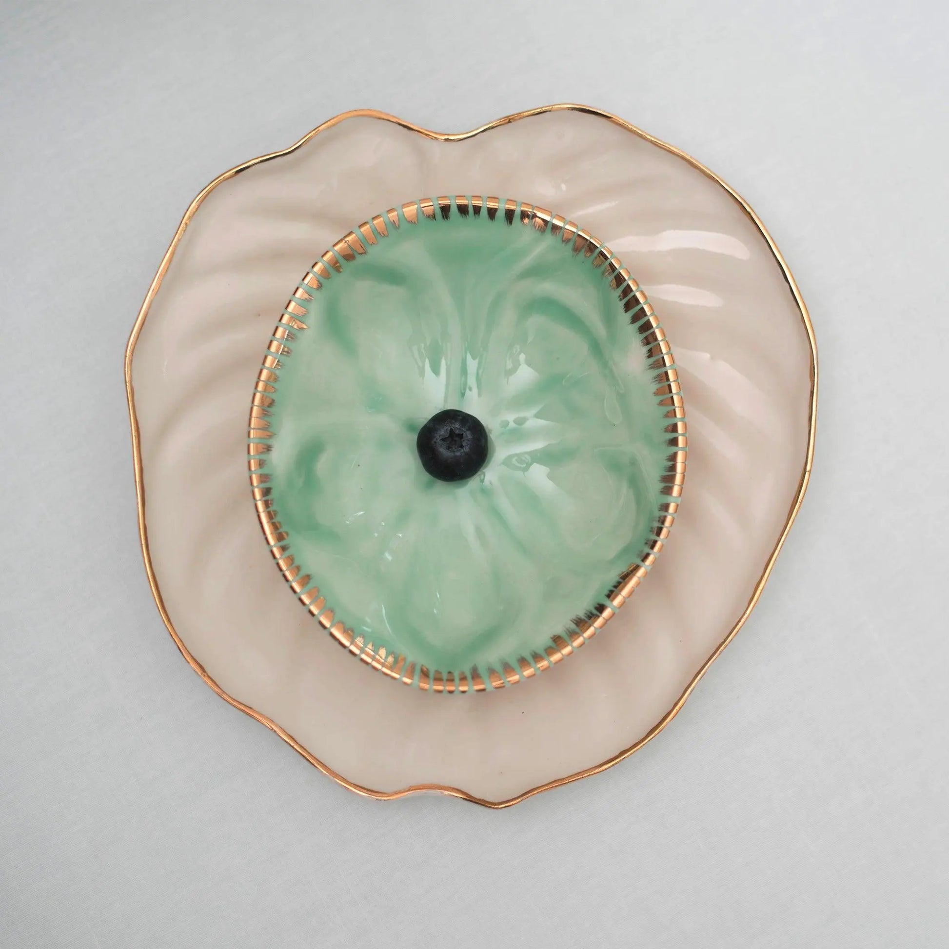 Turquoise Gold Seashell Dishes Set 2