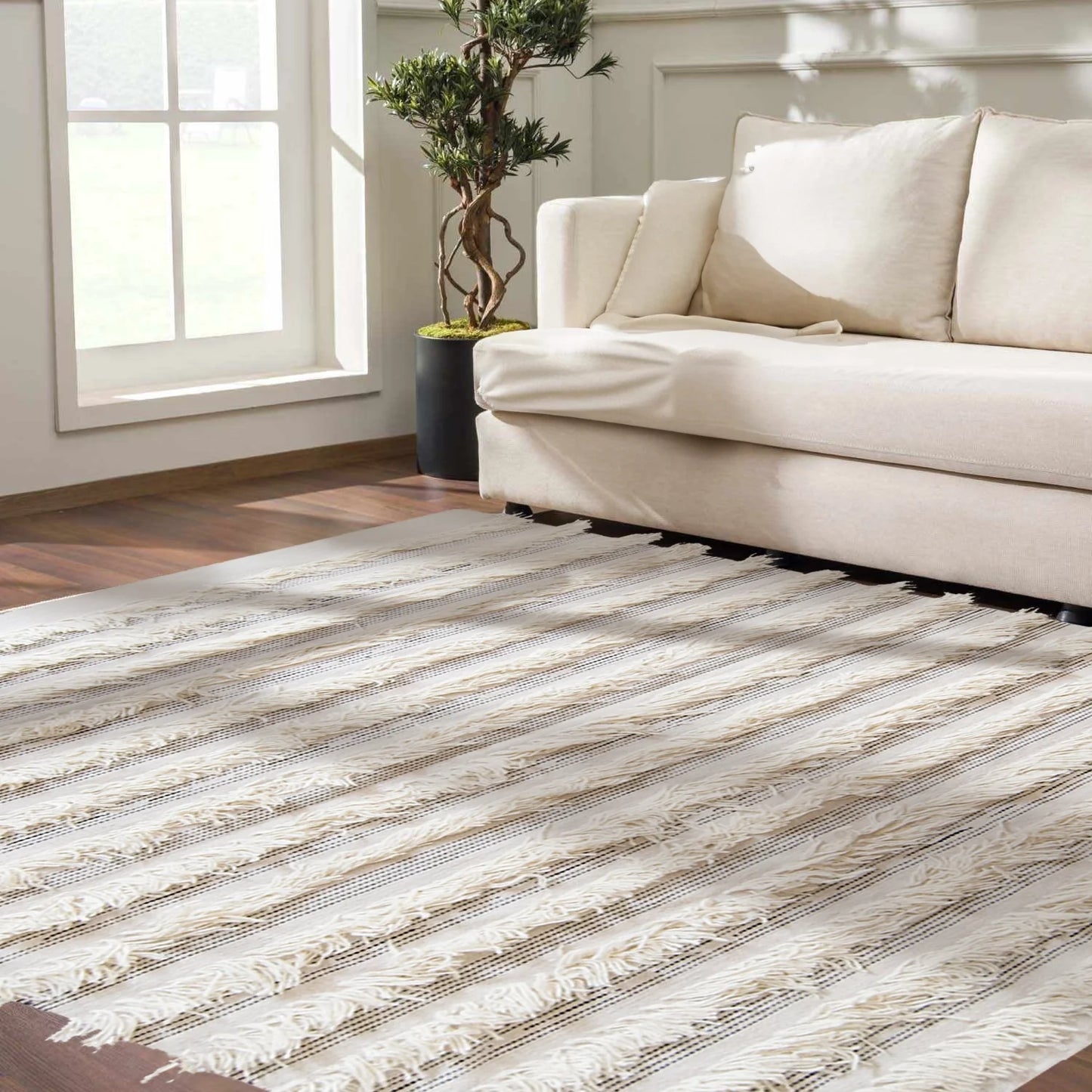 white rug