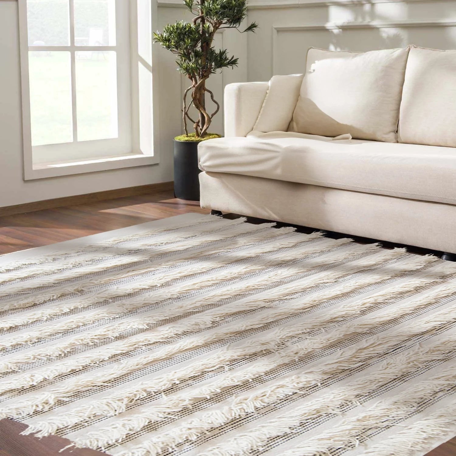 white rug